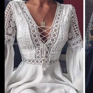 NWOT White Lace Boho Dress